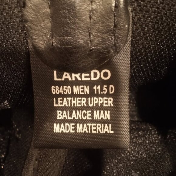 Men's Black Leather Upper Laredo Cowboy Boots 68450 - 11.5 D - Picture 3 of 3